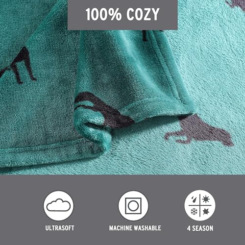 Image of Eddie Bauer - Throw Blanket, Ultra-Soft & Reversible Plush Bedding, Blanket for Couch & Bed (Buddy The Dog Green, 50 inch x 60 inch)