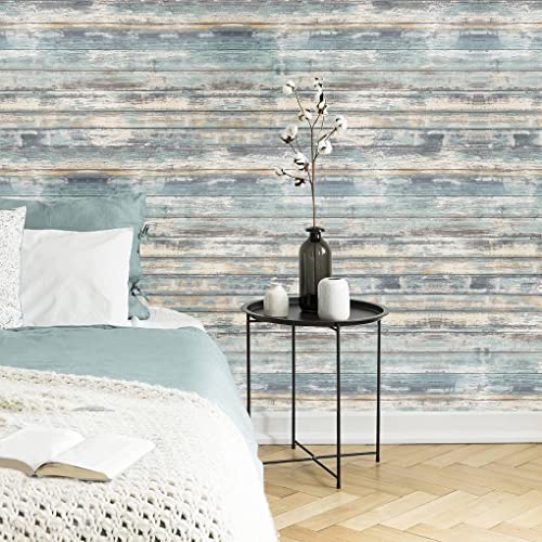 image for Arthome WALL DECOR Arthome Blue Rustic Wood Paper 43.5x610cm Self-Adhe