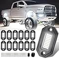 12 Pods Pure White LED Rock Lights and 6500K Super Bright, Aluminum Housing, Each Light with a 15FT Wire,432Chips IP68 Waterproof for Trucks Pickup SUV UTV ATV RZR Car Boats