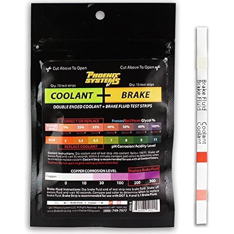 Phoenix Systems 8006-B Double-Ended Brake Fluid + Coolant Test Strips (15 foil wrapped test strips), 1 Pack Cover