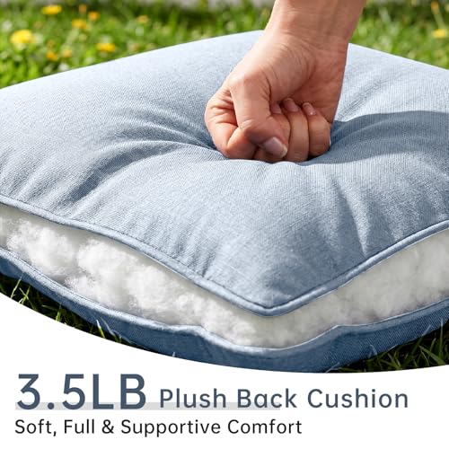 Image of Luxury 6 inch Thick Outdoor Cushion Set 7 - 24x24 Patio Furniture Cushions with 28D High-Density Foam, Water-Resistant & Fade-Resistant Fabric, Removable Covers for Patio Furniture Sofa Couch -Baby Blue