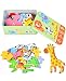 CHLOENCE 6 Puzzle di Legno, Giochi Bambini 1- 2- 3- 4- Anni, 6 Puzzle in Legno per Cofanetto, Set Regalo,Educativo,Giocattolo metodo Montessori (Savana)