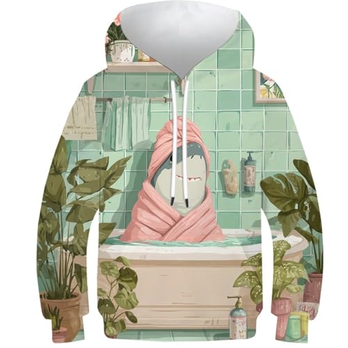 Sweat à capuche requin pastel imprimé 3D pull unisexe sport décontracté