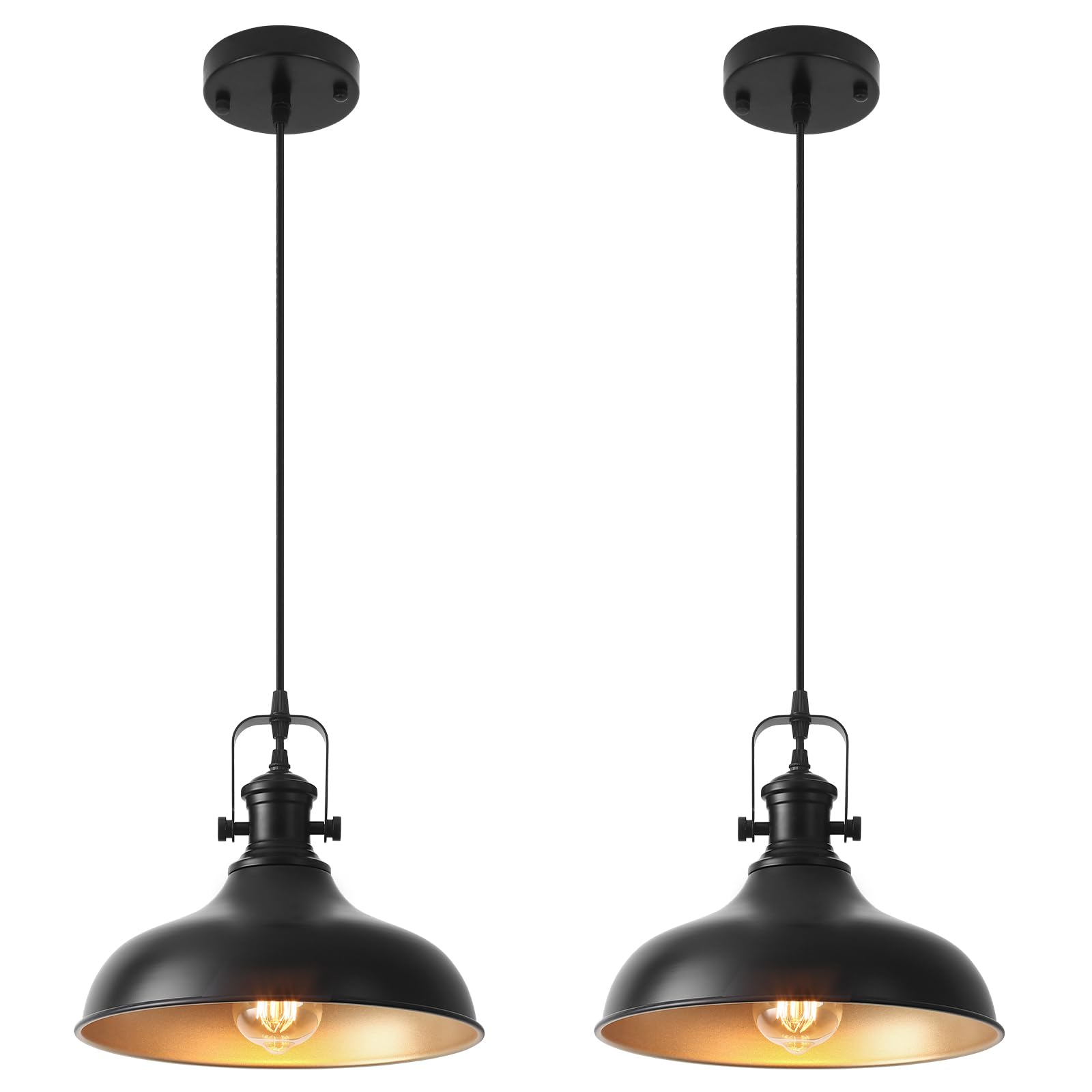 Photo 1 of LWWHQ Farmhouse Pendant Lights, 11.4" Black Pendant Lighting for Kitchen Island, 2 Pack Kitchen Island Lighting, Industrial Vintage Hanging Light Fixtures for Barn, Dining Room