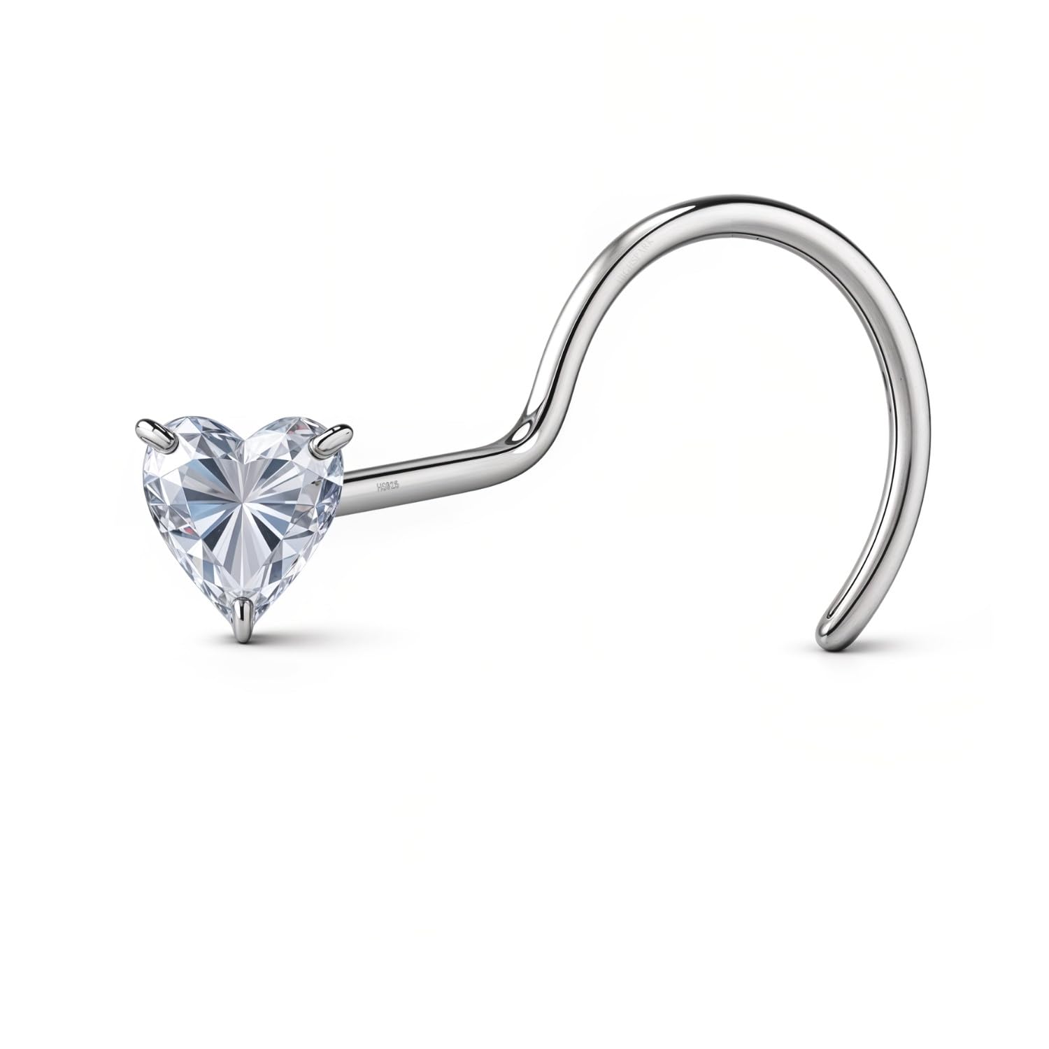 highspark 925 Silver Heart Nose Pin | 92.5 Sterling Silver & Diamond Like Brilliance Sparkling Zirconia| Simple & Elegant Nose Piercing for Women-picture-18