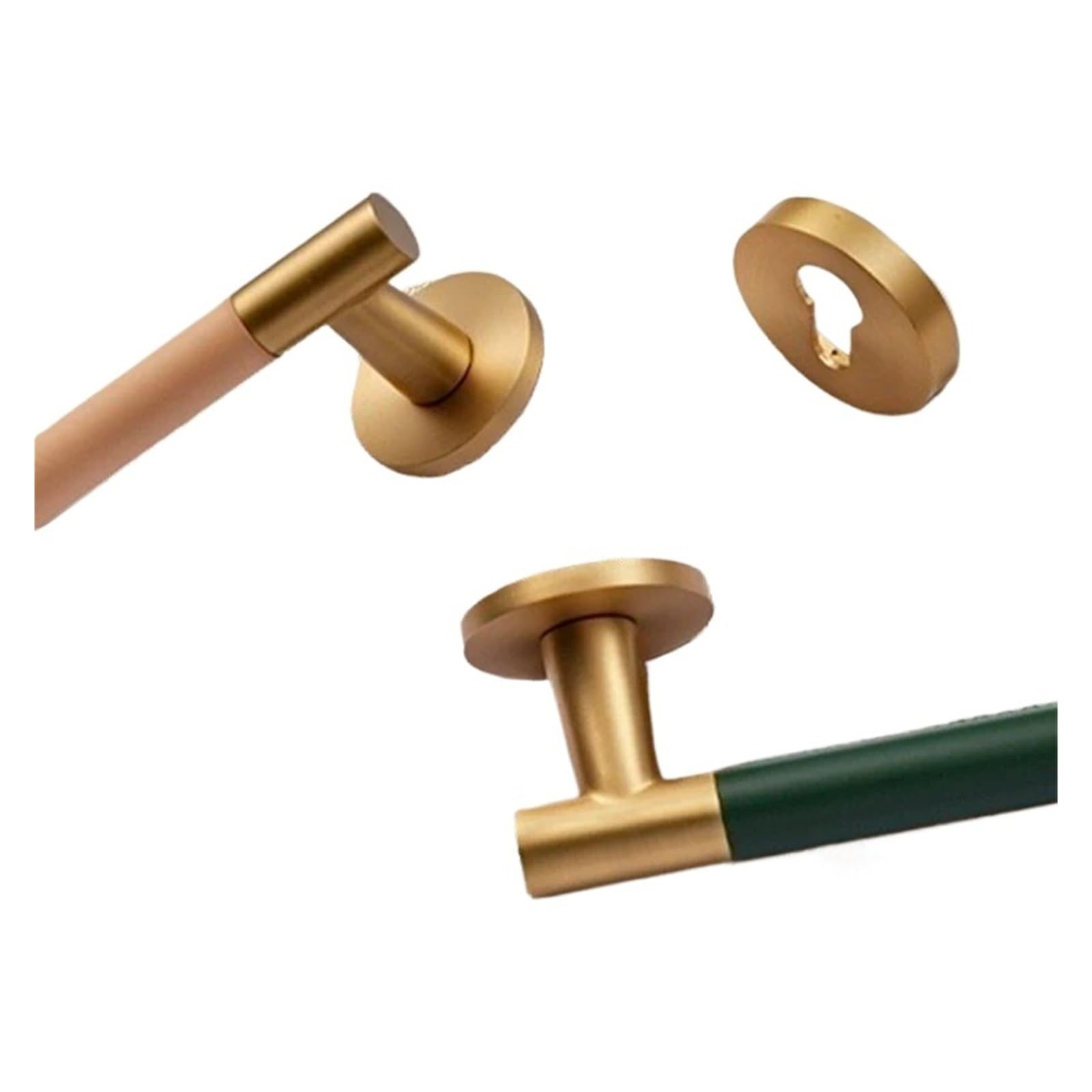 Bsaxithzb Women's Beige Brass Leather Door Lock Indoor Handle Double Open Copper(Beige)