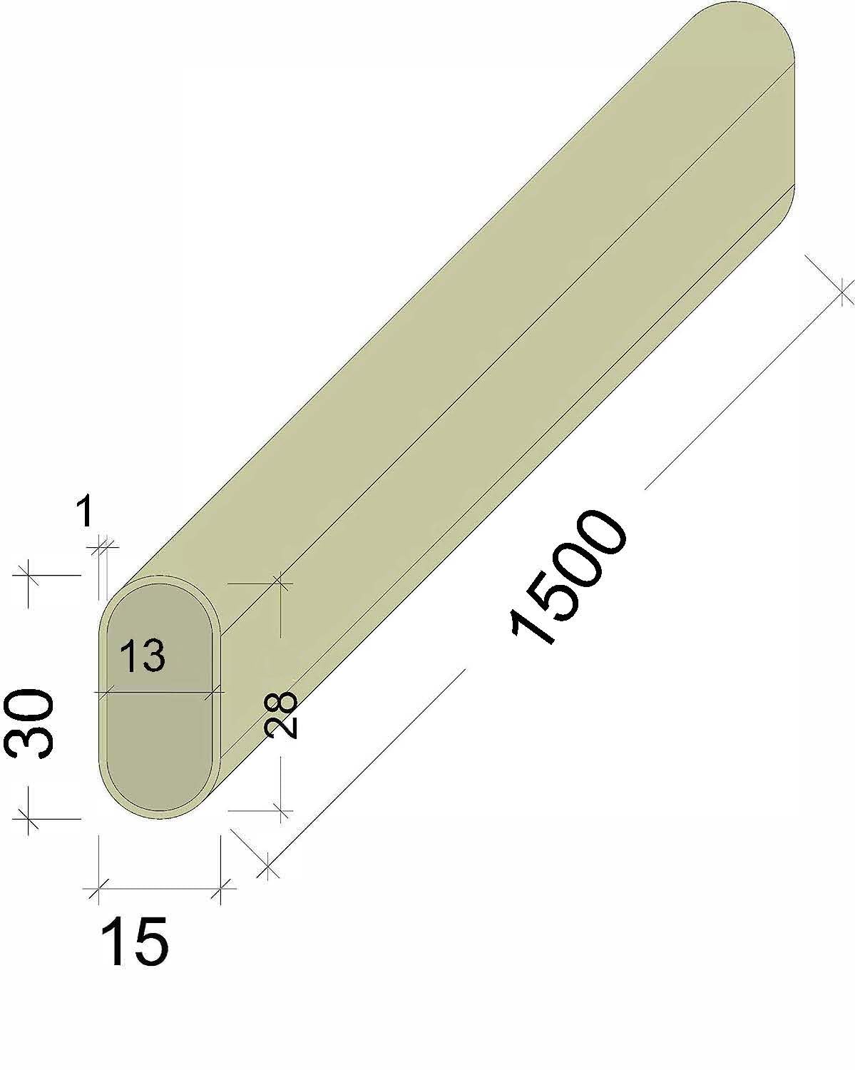 Asta Per Armadio In Ottone 1500mm - Tubo Ovale 30x15mm Per Appendiabiti, Con Fissaggi, Colore Oro