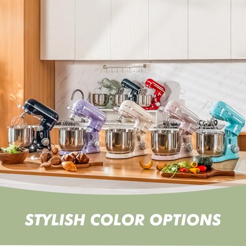 Image of Kitchen in the Box Stand Mixer, 3.5 QT Small Kitchen Electric Stand Mixers, 10-Speed Portable Lightweight Dough Mixer for Daily Use with Egg Whisk, Dough Hook, Beater (Light Green)