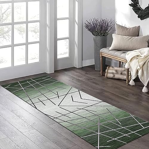 Tapis de couloir en polyester résistant design gris vert noir 300cm - 4