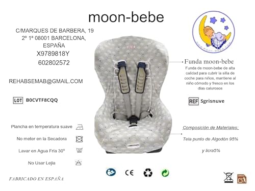 Miniatura 2 de Moon-Bebe Fundas Universal Para Silla De Coche Grupo 1-2-3 Gris