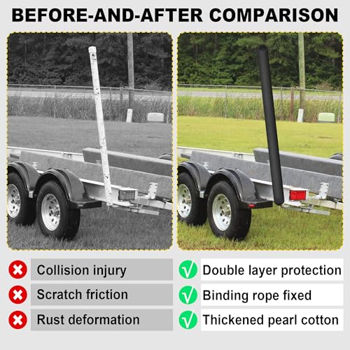 Pair of Boat Trailer Guide Pole Pad and Cover Heavy Duty Canvas Boat Trailer Capped Guide Pole Pad Cover- Black (48in) by Joewuzun - Image 4