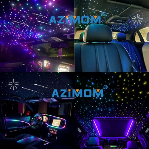 Image of AZIMOM Dual Color Mixed860pcs 13.1ft Twinkle Fiber Optic Starlight Headliner+ Pure White Meteor 240pcs Shooting Star, Sound Mode APP& Remote Control 2 in 1 Starlight Meteor Kits for Car Home Ceiling