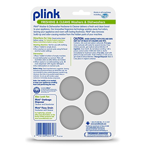 Plink Washer & Dishwasher Freshner and Cleaner, Stain Remover and Odor Eliminater for Washing Machine & Dishwasher, Pack of 3, 12 Count