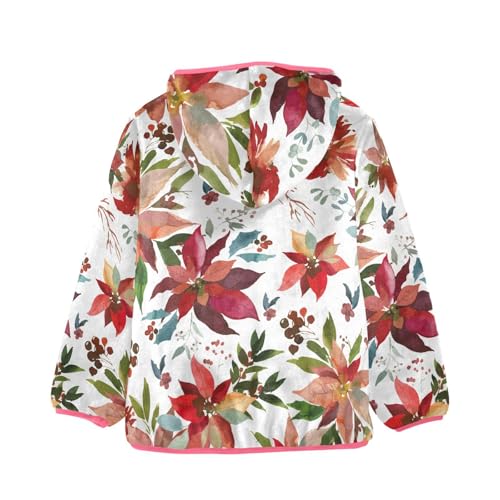 OTVEE Christmas Flowers Leaves Kids Hoodie Jacket Fall Spring Full Zip Warm Outwear Coat2