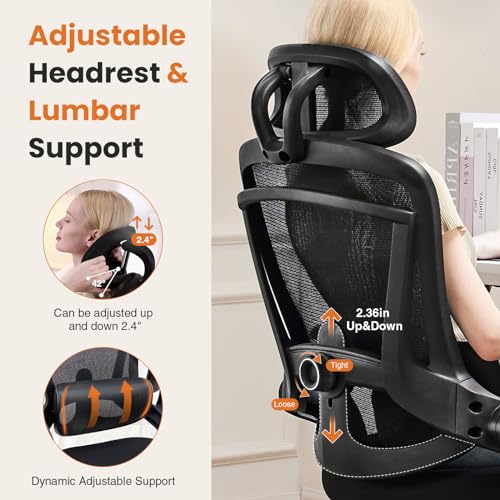 Image of DUMOS Executive Home Office Chair, Ergonomic Computer Desk Chair, Mesh