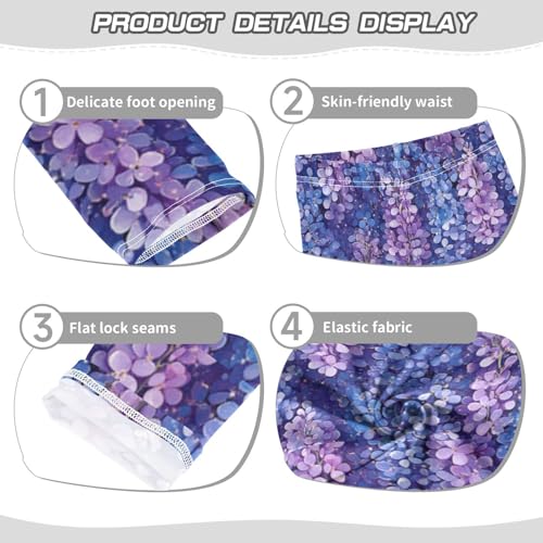 Boccsty Wisteria Lavender Flower Girls Leggings Kids Yoga Pants Dance Active Tights 4T3