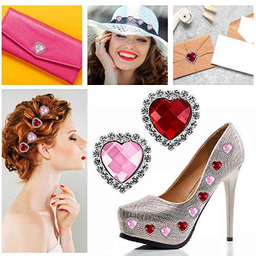 Heart Rhinestone Buttons 23Mm Sewing Buttons Embellishments Decoration Sew On Rhinestones Buttons Embellishments Flatback With Diamond For Nails Wedding Valentine's Day Crafting Jewelry Making 20 Pcs #TOP6