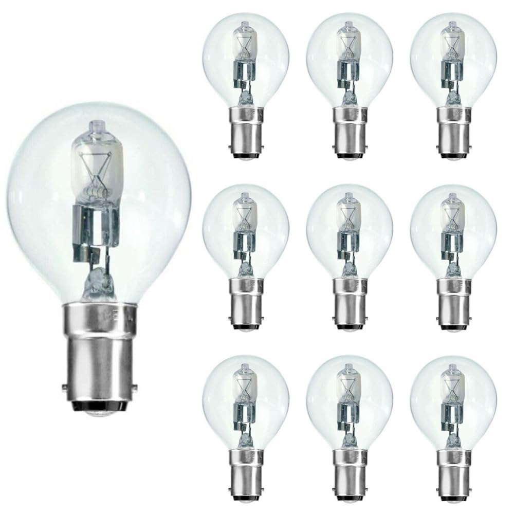Swan G45 Golf Ball Lamp, B15D Small Bayonet Cap, 42W, Clear, 10 Pack