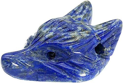1.4 Hand Carved Natural Gemstone Crystal Lapis Fox Head for Necklace Pendant Bead