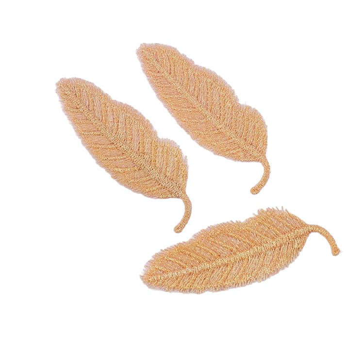 Naszywka haftowana 50 SZTUK 4 CM Haftowane naszywki z piórami, aplikacje do prasowania na odzież, małe przyszycia kurtkę jeansową(Deep Yellow)