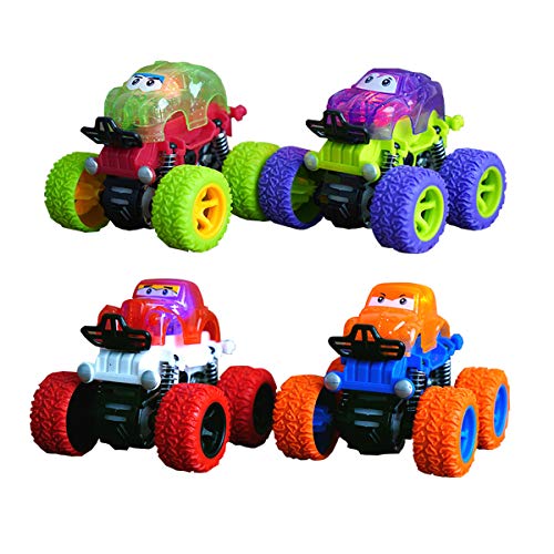 JINGYUAN Vehículo de Juguete a Prueba de choques y Resistente a Las caídas del vehículo Todo Terreno de 4 Ruedas con tracción en Las Cuatro Ruedas con emisión de luz LED de 4 Piezas