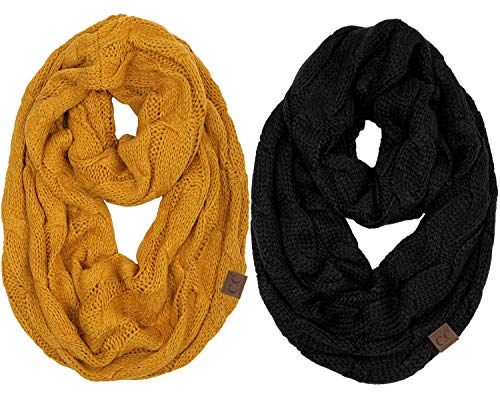 Funky Junque Exclusives Infinity Schal Damen Winter Warm Zopfmuster Kreis Wrap - - Einheitsgröße Cover