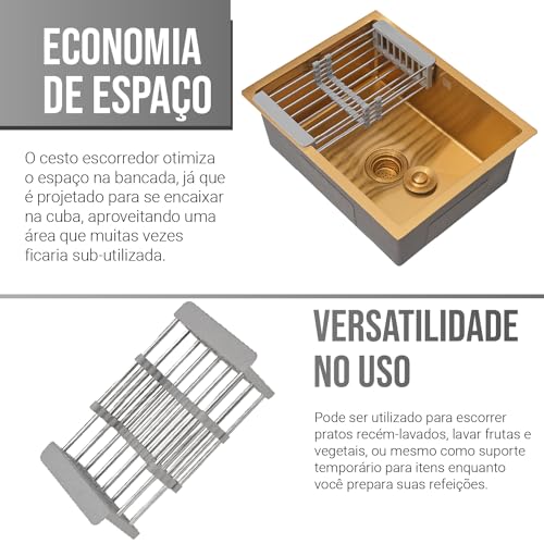 HOLTTER Cuba Aço Inox 304 com Torneira Gourmet Flexível Cuba Gourmet Aço Inox com Acessórios Torneir