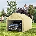 10x20 ft Heavy Duty Carport with Removable Sidewalls,All Weather Carport Garage Party Tent Large Outdoor Canopy Storage Shed for Auto,Truck,Boat,Party (Beige)