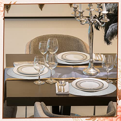 100 Pcs Glitter Paper Placemats Shiny Disposable Table Mats Disposable Placemats Round Decorative Paper Placemats For Dinning Wedding Thanksgiving Day Holiday Party, 15.7 Inch (Silver,100 Pcs) #TOP5