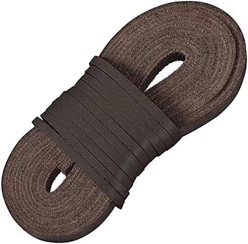 TOFL Leather Boot Laces|1/8 Inch Thick 72 Inches Long|2 Leather Strips [1 Pair]|Dark Brown