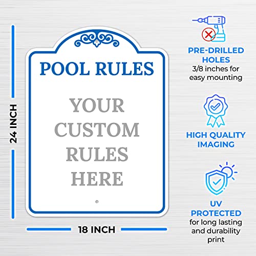 Señal Personalizada de Reglas para Piscina 18x24 miniatura 3