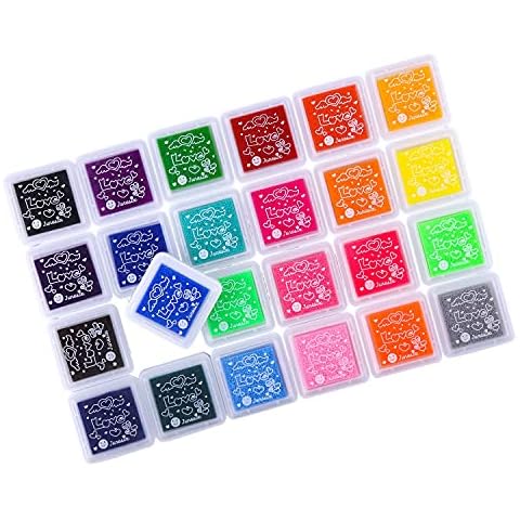 Set of 24 Colors 3 x 3cm Mini Craft Ink Pads for Paper Wood Fabric for Rubber Stamps Cover