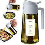 TrendPlain - Original 16oz/470ml Olive Oil Dispenser Bottle for Kitchen Gadgets and Air Fryer Accessories - Olive Oil Sprayer for Cooking w/Stickers - Ash