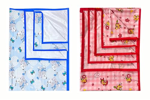Image of EcoSoft Plastic Sheet,PVC Sheet for Kids,Rubber Sheet for Babies,Bed Wetting Protector(90 x 135 cm) (Blue Bear & Pink PPG)