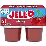 Jell-O Cherry Artificially Flavored Zero Sugar Ready-to-Eat Gelatin Snack Cups, 4 ct Cups