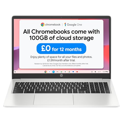 HP Chromebook 15.6 | Intel Celeron N4500 Processor | 4 GB RAM | 128 GB eMMC | Intel UHD Graphics | HD Display | Up to 11 hours battery | Chrome OS | Dual Speakers | Mineral Silver | 15a-na0005sa