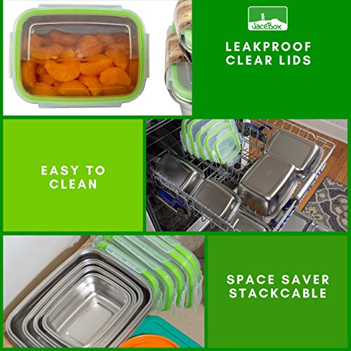 Jacebox Stainless Steel Lunch Containers - Lunchbox Container Set Leakproof Light Easy Stainless Steel Food Containers Storage Set Of 3 Stackable Bento Box Eco-Friendly Keto Lifestyle! Bpa Free #TOP4