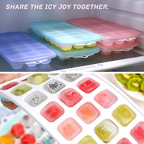 Gaiord Ice Cube Trays,Ice Tray Food Grade Flexible Silicone Ice Cube Tray Molds With Lids, Easy Release Ice Trays Make 63 Ice Cube, Stackable Dishwasher Safe, Non-Toxic #TOP5