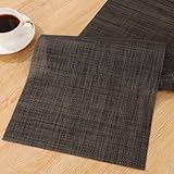 SHACOS Woven Vinyl Table Runner 12 x 54 inch Wipeable Plastic Table Runners Heat Resistant Runner for Table Indoor Outdoor, Black Brown