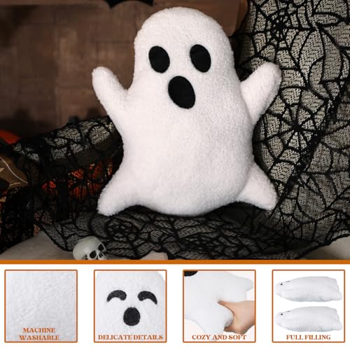 Image of Konohan 3 Pcs Ghost Halloween Pillows Stuffed Ghost Shaped Throw Pillows Cute Decorative Spooky for Halloween Party Home Cushion Decorations