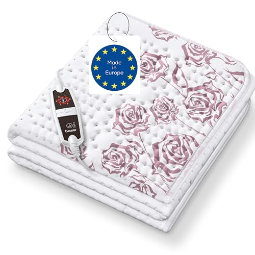 Beurer Colcha térmica UB 75 para cama, acogedora, con 6 niveles de temperatura y calentamiento rápido, manta eléctrica para cama lavable a máquina, blanca, 1 pieza (paquete de 1)