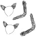 2 Sets of Wolf Ears & Tails - 2 Sets of Faux Fur Grey Worf Ears Headbands and Tails for Costume