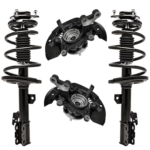 Image of Detroit Axle - FWD Front Steering Knuckles & Wheel Hub Bearings + Struts w /Coil Spring Replacement for 2011-2014 Toyota Sienna 3.5L