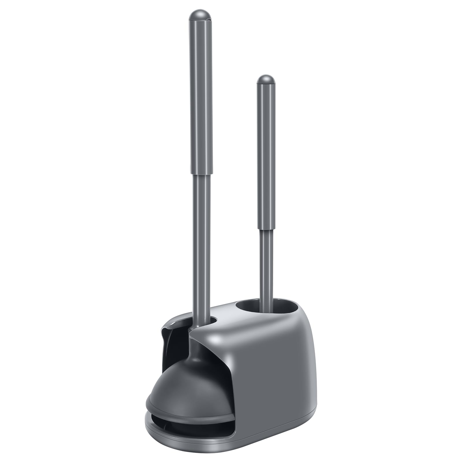SetSail Toilet Brush and Plunger Set, Toilet Plungers for Bathroom Heavy Duty Toilet Bowl Brush and Holder Hidden Toilet Plunger and Brush Set for Deeply Cleaning - Gray