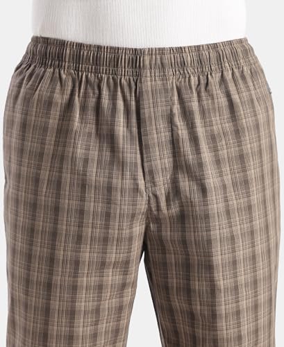 Image of Jockey 9009 Men Super Combed Cotton Woven Fabric Regular Fit Checkered Pyjama with Side Pockets