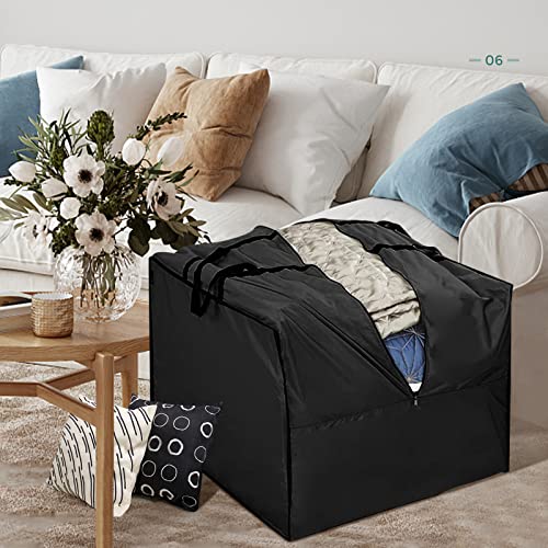 Boyspringg Outdoor Cushion Storage Bag, 32''X32''X24'', Patio Cushion Storage Bag 420D Oxford Cloth Waterproof , Cushion Storage Bag For Patio Furniture, Cushion, Pillow Etc.（Black） #TOP6