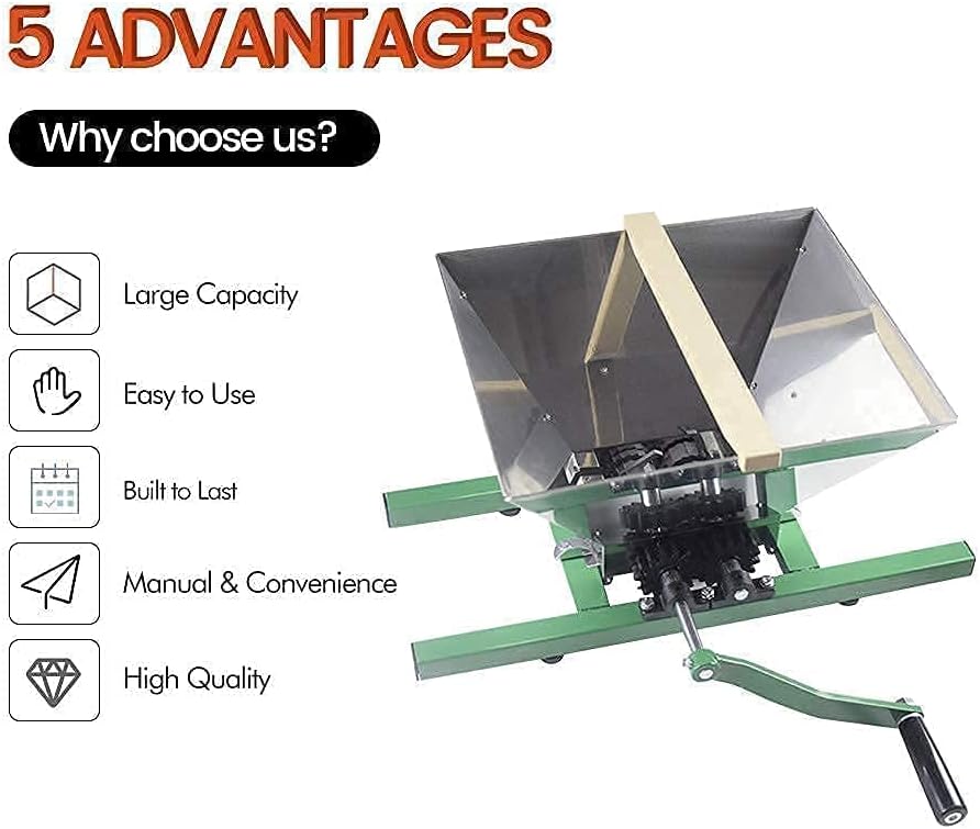 Fruit Wine Press and Crusher,100% Nature Apple&Grape&Berries Crusher Manual Juice Maker for Kitchen