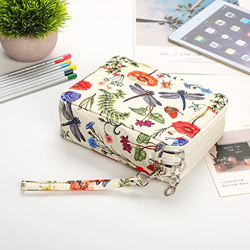 Image of 72 Slots Pencil Case Organizer w /Removal Handle Strap | 3-Layer Zipped Pencils Box Large for Colored Pencils Watercolor Pencils for Office and Travel for Artist