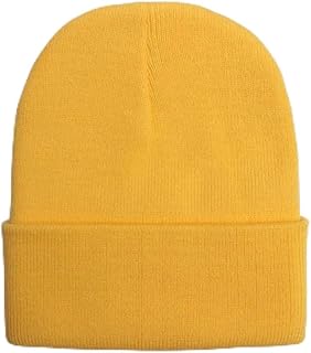 Gorro unisex liso para otoño e invierno, mezcla de lana, suave, cálido, gorro de punto, gorro de esquí, gorro de esquí, 24 colores (amarillo)