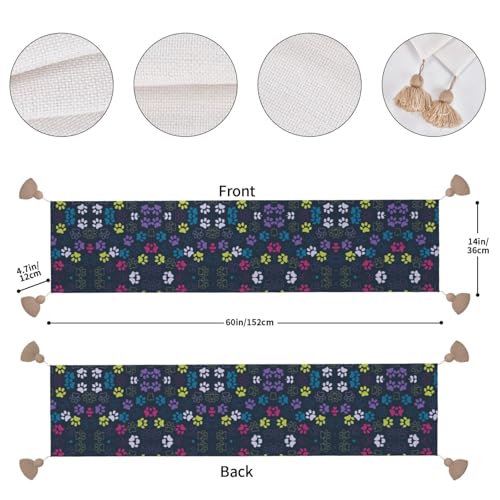 Chemin de table de Noël patte de chien mignon décoration maison pompon